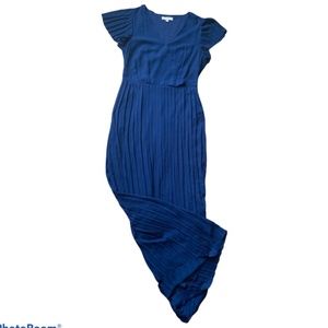 POLAGRAM BUTTON  FRONT V NECK SHORT SLEEVE MAXI DREES